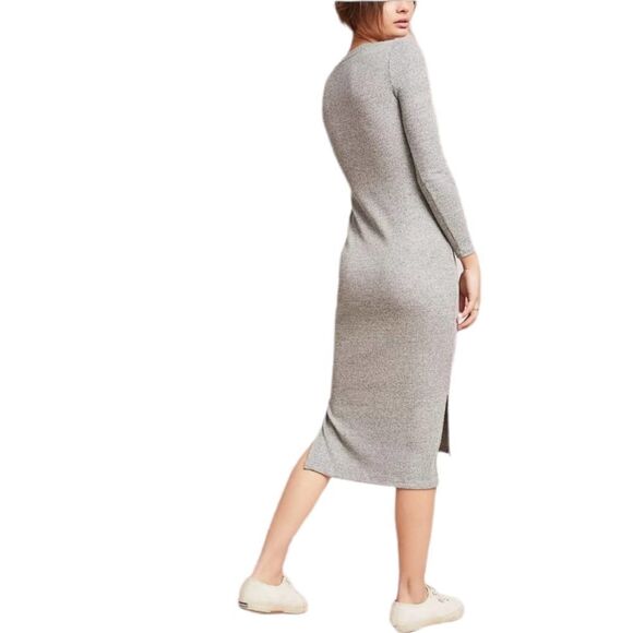 Anthropologie PURE + GOOD Ribbed Scoop Neck High Low Midi Dress - Picture 6 of 10